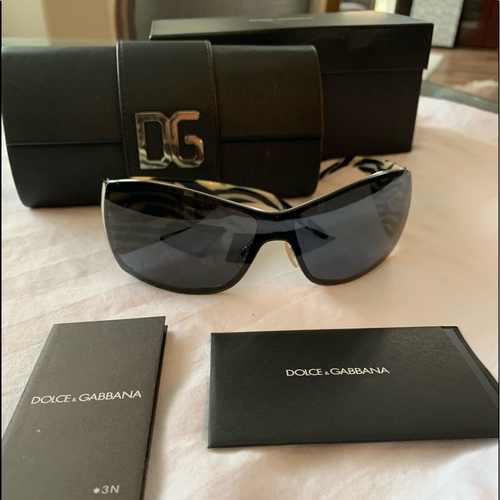 Dolce & Gabbana Zebra Mix Mask Sunglasses w/ Dark Grey Lens